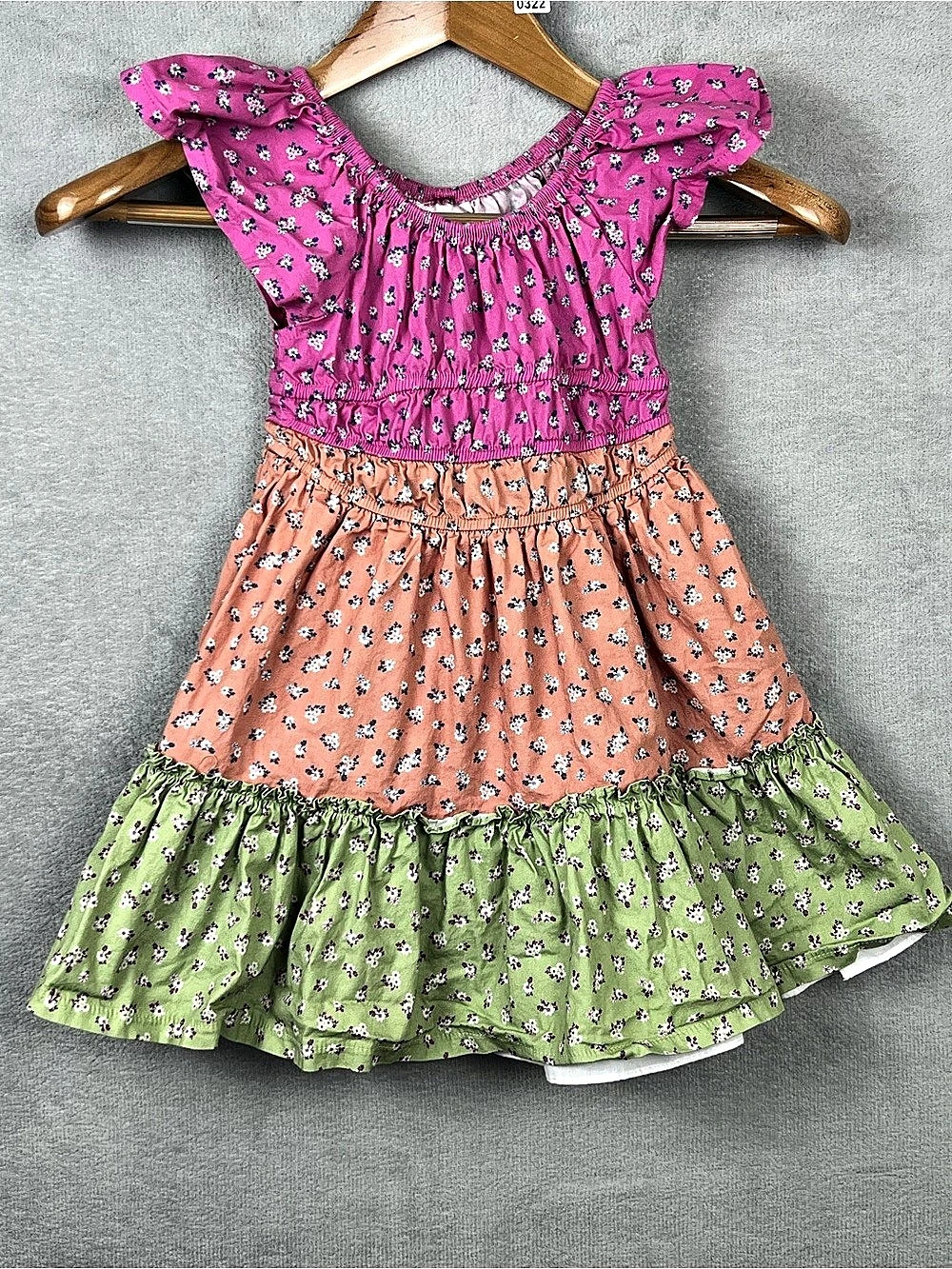 Bonnie Jean Floral Tiered Dress in Pink & Green Size 4